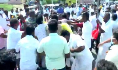 எடப்பாடி பழனிச்சாமியை வரவேற்ற அதிமுகவினர் இடையே அடிதடி!