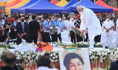 இறுதி யாத்திரையில் இசைக்குயில்! பிரதமர் மோடி அஞ்சலி!நாடு முழுவதும்  2 நாட்களுக்கு அரசு துக்கம்!