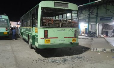 அரசு பேருந்துகளின் கண்ணாடியை உடைத்த மர்ம நபர்கள்!