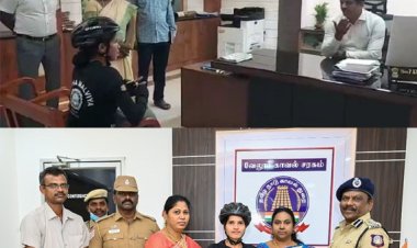 சைக்கிள் பயண பெண்:- பாராட்டிய கலெக்டர் மற்றும் டிஐஜி!