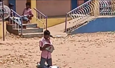 மாணவனை வெயிலில் முட்டி போடவைத்த கேடுகெட்ட ஆசிரியர்!