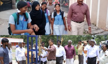 ஆட்சியரை பார்த்து உற்சாகமான மாணவிகள்!