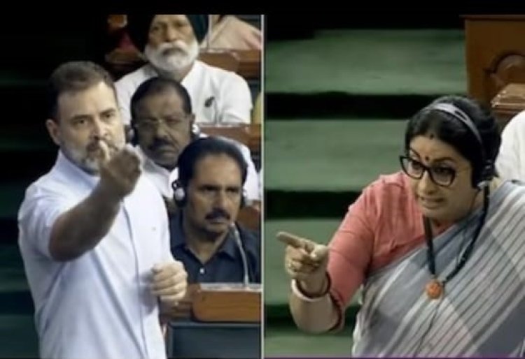 மணிப்பூர் பாரதமாதாவை கொன்றுவிட்டார்கள்! ப்ளையிங்  கிஸ்கொடுக்கிறார் நாடாளுமன்றத்தில் அமளி!