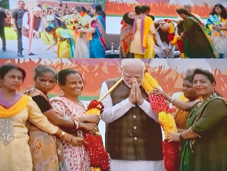பிரதமரின் காலில் விழ முயன்ற வானதி! விரல் நீட்டி எச்சரித்த மோடி!