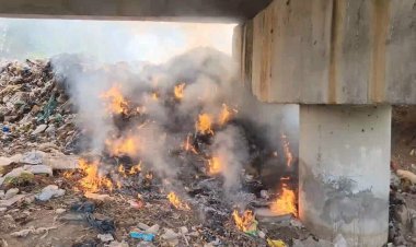 குப்பை  கிடங்காக மாற்றப்பட்ட பாலம்! தரம் பிரிக்காமல் எரிக்கப்பட்ட பிளாஸ்டிக்! நகராட்சி ஊழியர்களால் சுகாதார சீர்கேடு!