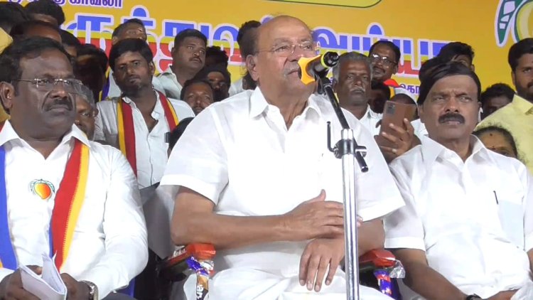 பாலாற்றை பாதுகாக்க 120 கி.மீ. சைக்கிளில்  சென்று போராடியவன் நான்! திமுக அண்ட புளுகு புளுகுகிறது! மருத்துவர் ச.ராமதாசு பேச்சு!