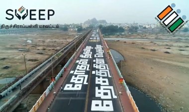 "தேர்தல் திருவிழா.. தேசத்தின் பெருவிழா"! காவிரி பாலத்தில் தேர்தல் ஆணையம் விழிப்புணர்வு பிரச்சாரம்!