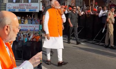 வாக்களித்து விட்டு ரோடு ஷோ நடத்திய மோடி! அமித்ஷாவும் இணைந்துக் கொண்டார்!