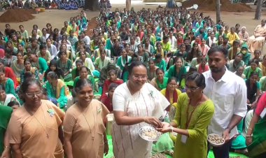 அக்சீலியம் கல்லூரி மாணவிகள் தயாரித்த 5000 விதைப் பந்துகள்! கலெக்டர் துவக்கி பாராட்டு!