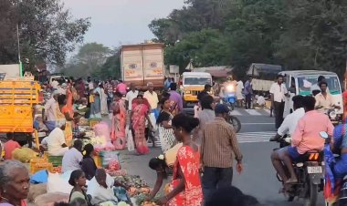  பிரதான சாலையில் டிராபிக் ஏற்படுத்தும் சந்தை!