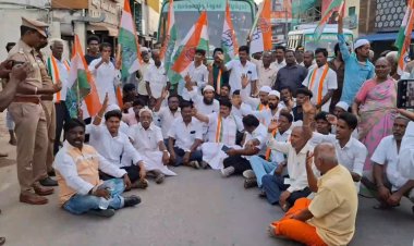 எம்.பி.க்கு ஆதரவாக காங்...மறியல்!