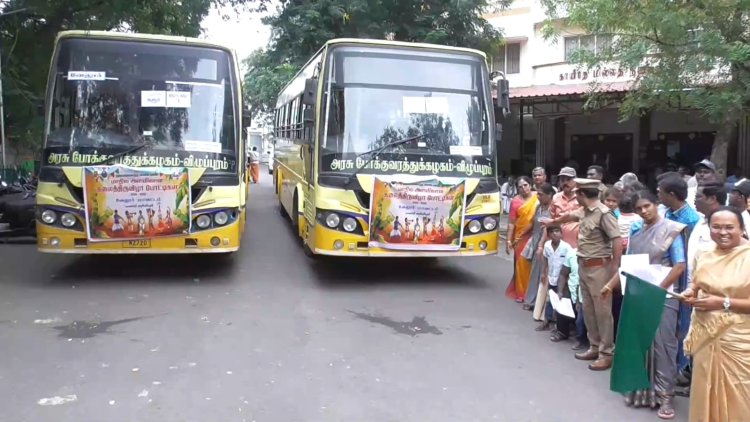 மாணாக்களை வழியனுப்பி வைத்த கலெக்டர்!