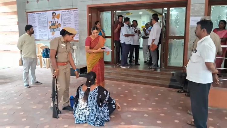 கலெக்டர் கார் எதிரில் பெண் தர்ணா!