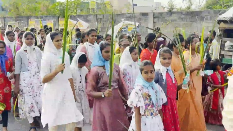 திருப்பத்தூர் இராணிப்பேட்டையில் கிறிஸ்தவர்கள் குருத்தோலை ஏந்தி ஊர்வலம்!